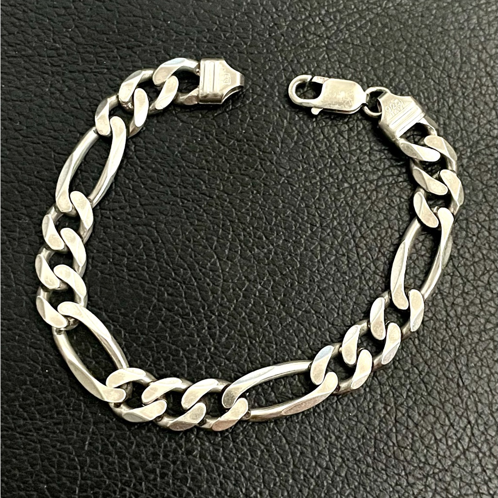 925 Sterling Silver Italian Figaro Link Bracelet